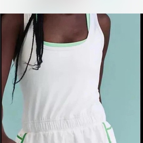 Free People white and green Tennis shorts onesie sz large - Picture 3 of 8
